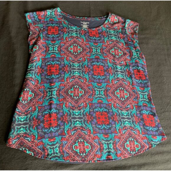 Van Heusen Womens Short Sleeve Multicolor Floral Print Top Size XLarge - Picture 8 of 11